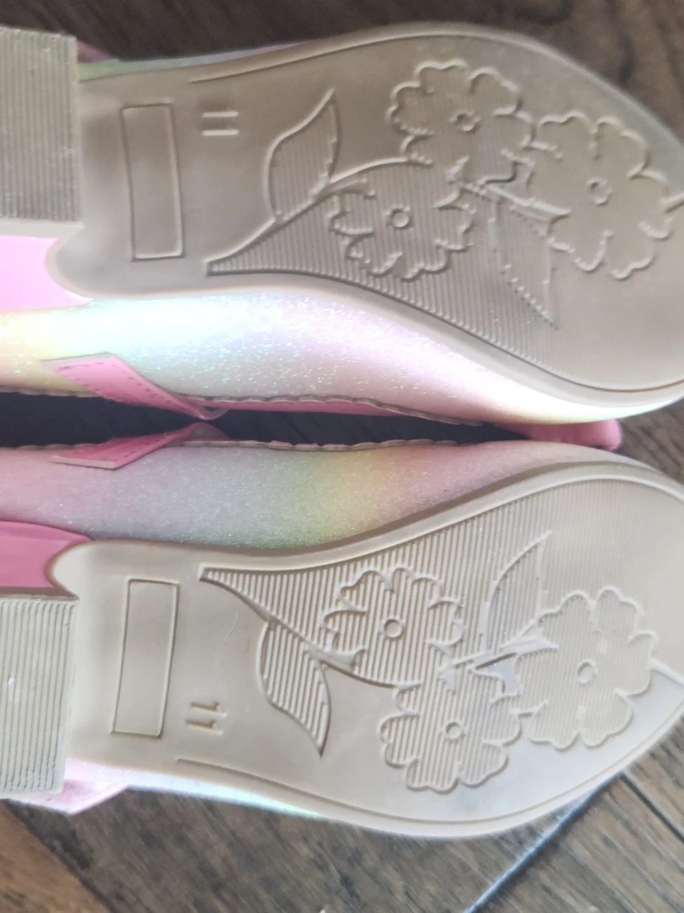 Girls' Pink Rainbow Glitter Mary Jane Heels